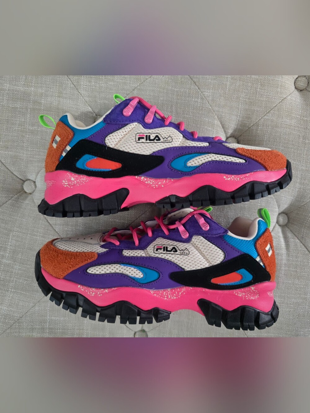 FILA Women’s Size 9 Trail Running Shoes Gray Black Neon Hiking Sneakers